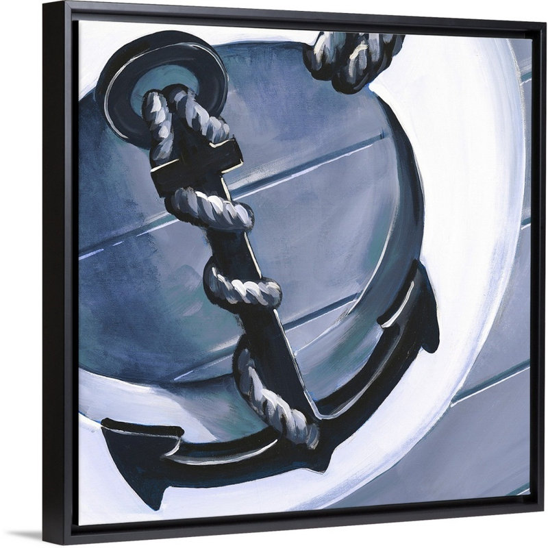 « sea faring life xiv », peinture sur toile, H 31,7 po x l 31,7 po x p 1,75 po, Cadre flottant noir