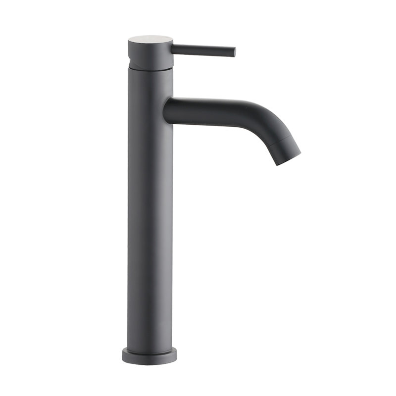 Modern Tall Bathroom Faucet - 1 Hole, Matte Black, High Water Outlet Single Handle Build, Matte Black
