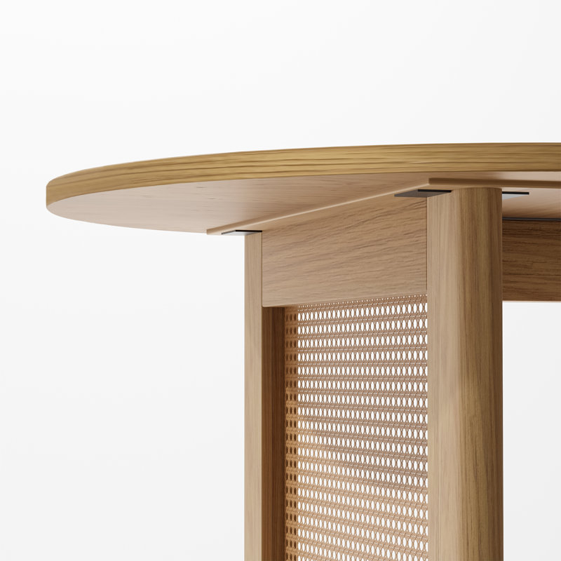 Midkiff 33.5"W×30"H Oval Dining Table Kitchen Table with Rattan Double Pedestal Base, 30"H x 67"L x 33.5"W, Natural Wood