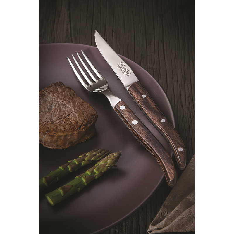 Tramontina Dishwasher-safe Wooden Handle 4 Pcs. Cutlery Set, Brown