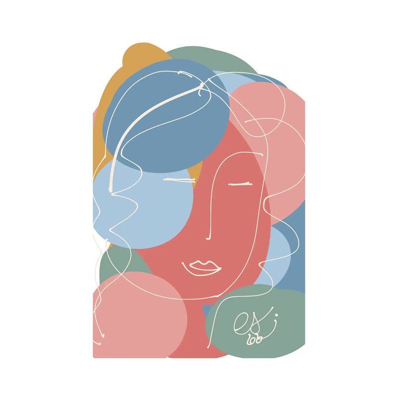 Pastel Abstract Portrait Of A Woman by Emmanuel Signorino - Wrapped Canvas Print, 152.5 cm H x 101.5 cm W