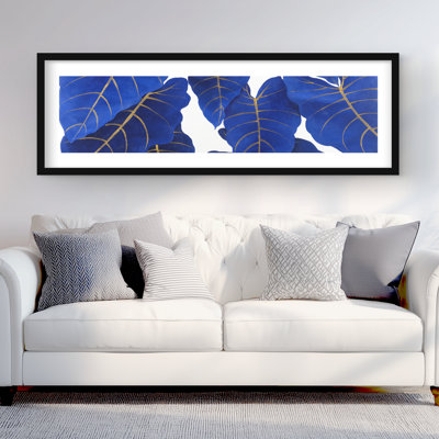 «Tropical Abstract Blue Leaves», reproduction encadrée classique