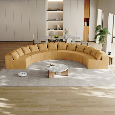 Canapé modulaire incurvé en mousse avec 12 coussins Corduroy