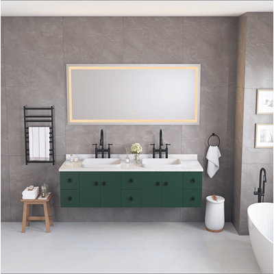 Miroir de salle de bain à DEL avec éclairage avant et arrière, grands miroirs muraux à intensité variable avec mémoire, 3 couleurs, miroir de meuble-lavabo à DEL