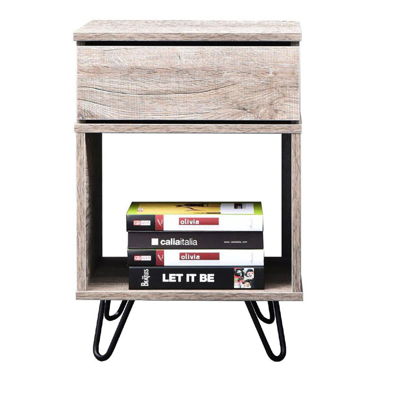 Hombre 40cm W Particle Board / Chipboard Bedside Table, Alaska Oak