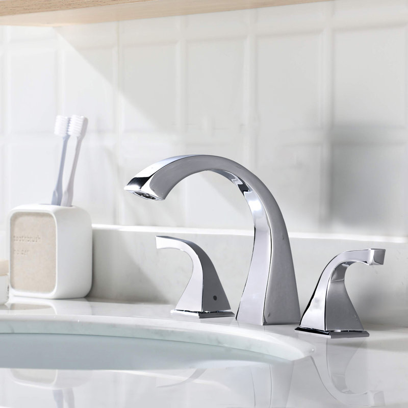 2-handle Bathroom Faucet with Drain Assembly, Chrome, With Drain Assembly