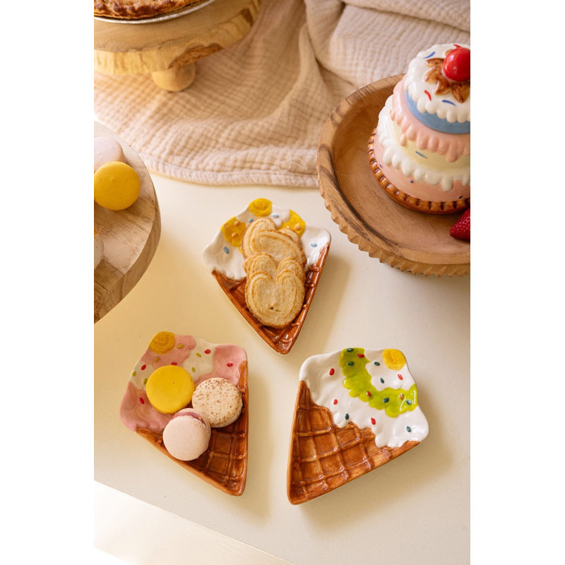 Ensemble de 3 assiettes à dessert en céramique Kalalou