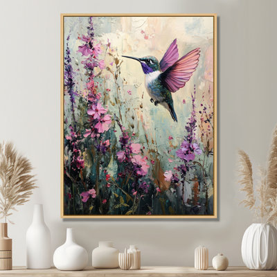 Art sur toile, "Hummingbird In The Wildflowers II"