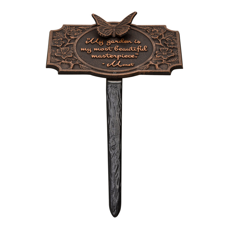 Monet Garden Butterfly Lawn Plaque, Oil-Rubbed Bronze, 35