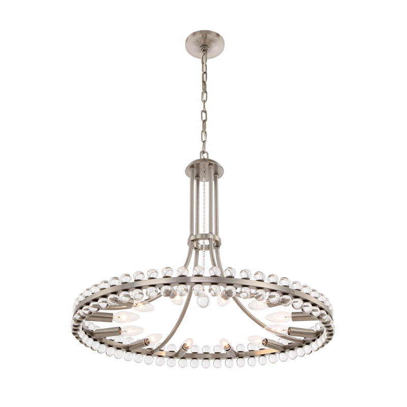 Clover 12-Light Crystal Pendant, 22.5", Aged Brass