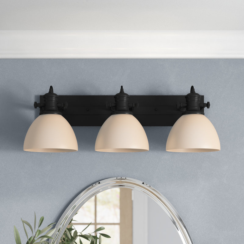 Bales 25.13'' W 3-Light Dimmable Vanity Light, Chrome, Seeded Glass