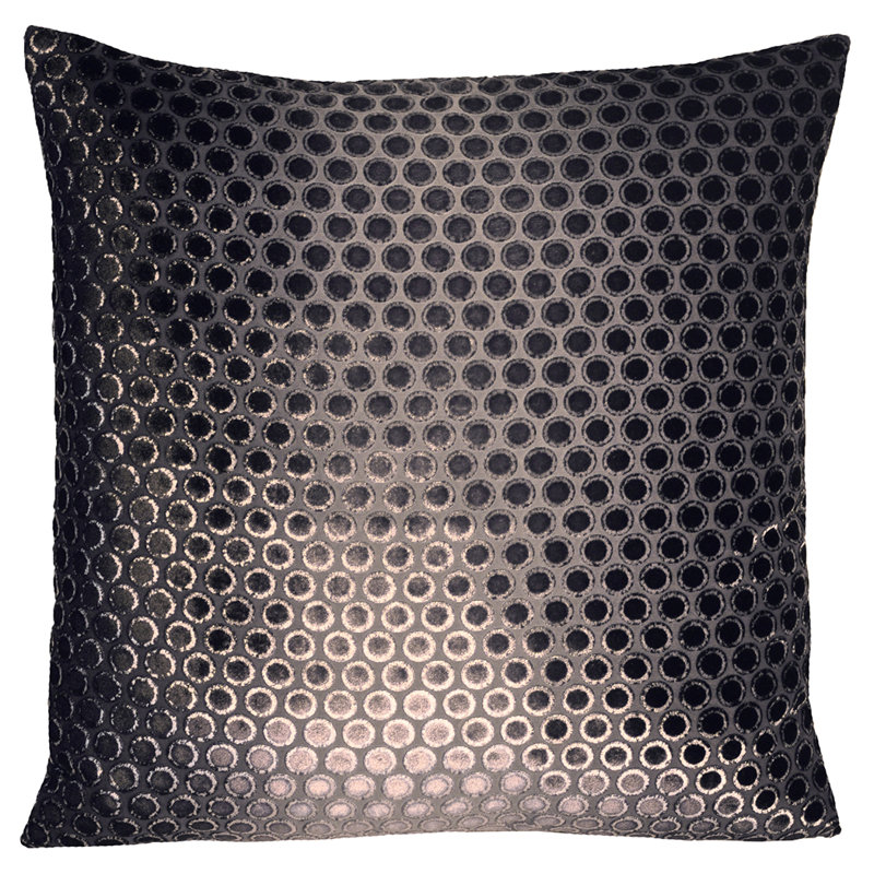 Dots Square Velvet Pillow Cover & Insert, Ice, 18"H x 18"W
