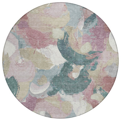 Machine Washable Indoor/Outdoor Xhevrie Mauve Rug