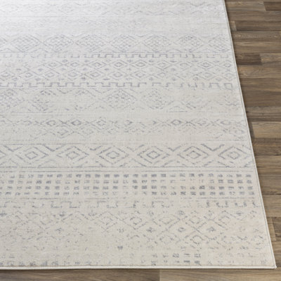 Tapis gris et ivoire tissé au métier mécanique Herrod