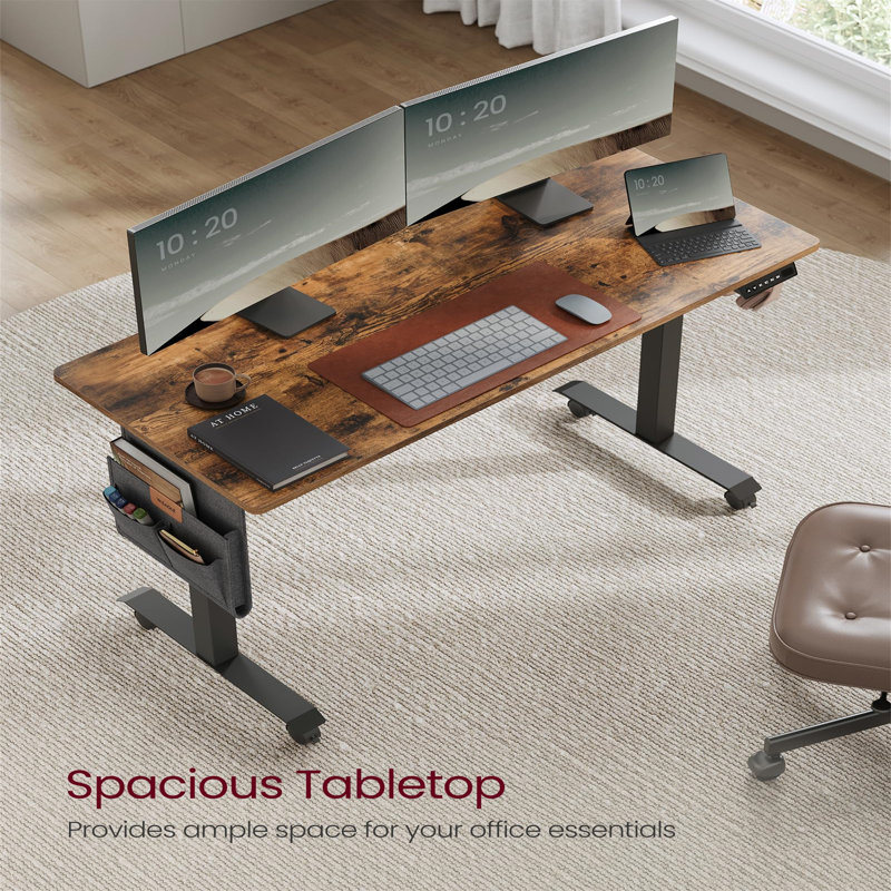 Anietra Adjustable Metal Base Computer Desk, 140cm W x 60cm D