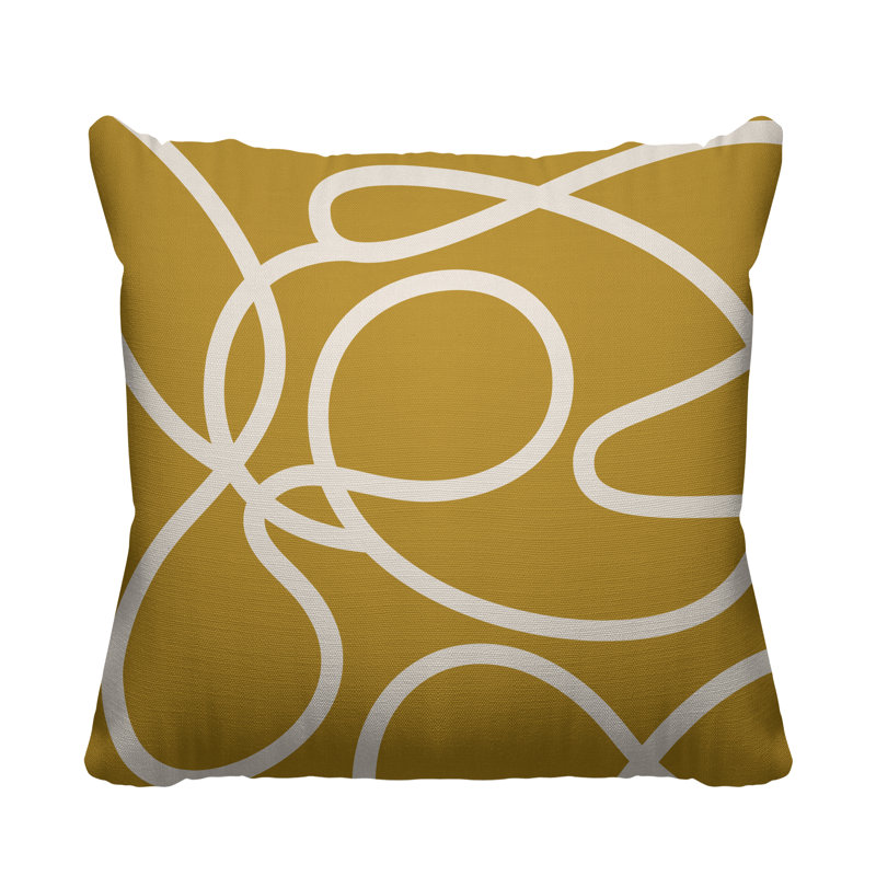 Coussin décoratif intérieur / extérieur Boho Doodles, L 19 po x H 19 po, Jaune