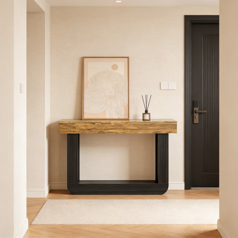Console étroite pour canapé derrière, table de ferme avec tablette de rangement, table d'appoint mince pour le salon, le vestibule et l'entrée