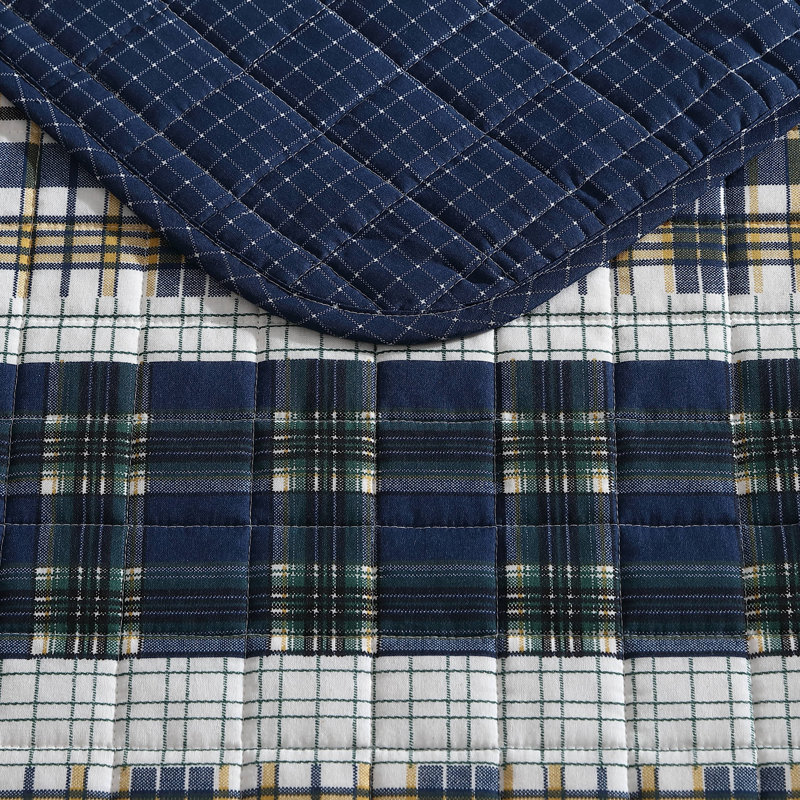 Marina Cove Grey Cotton Twin Reversible Quilt Set