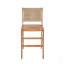Tabourets de bar d'extérieur en bois d'acacia, ensemble de 2, dossier en osier brun clair, hauteur du comptoir-214247559