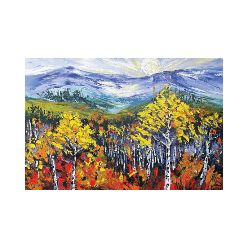 September Sunset Forest 1 Piece Wall Art on Canvas, 30.48 cm H x 45.72 cm W, Wrapped Canvas