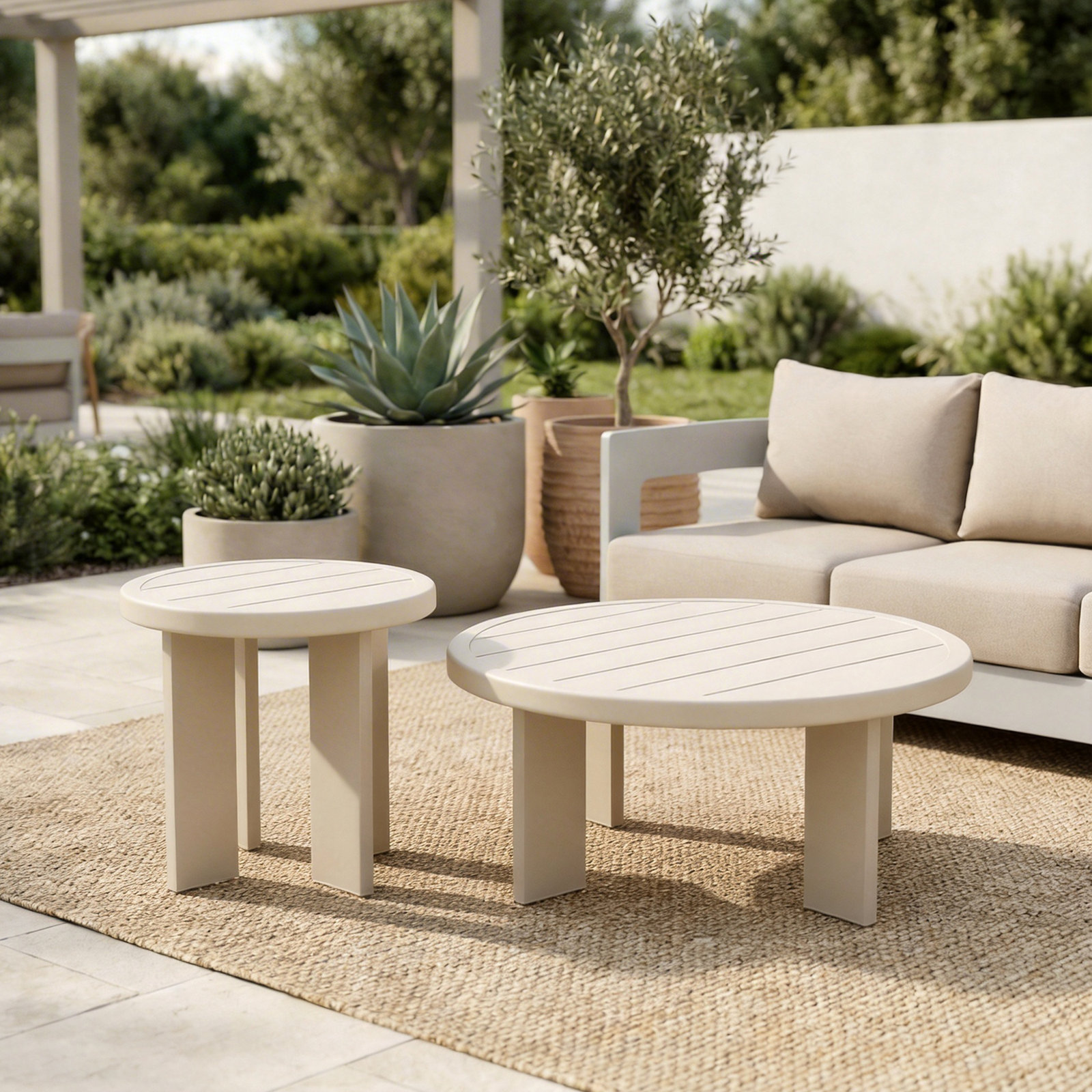 Frances 31" Patio Table, Cream