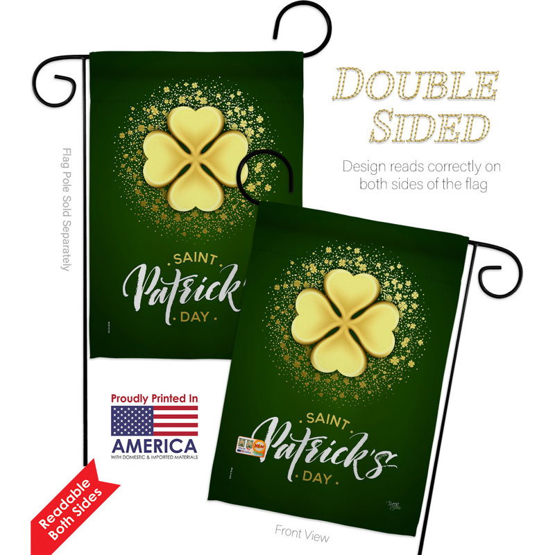 Drapeau de jardin en polyester doré 18 po x 13 po Shamrock