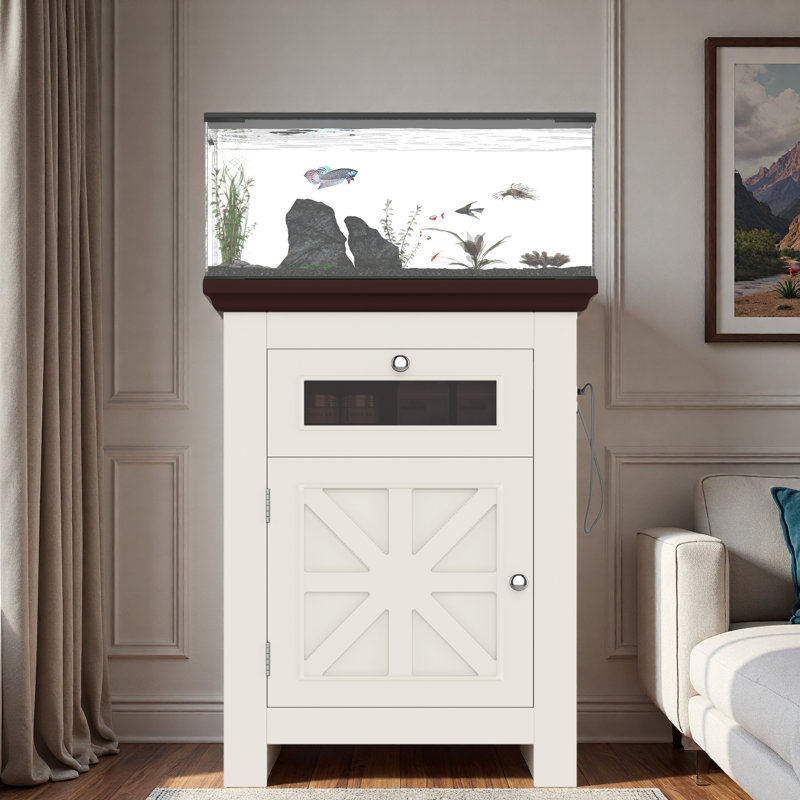 Support d'aquarium avec prises de courant, armoire de rangement et tiroir
