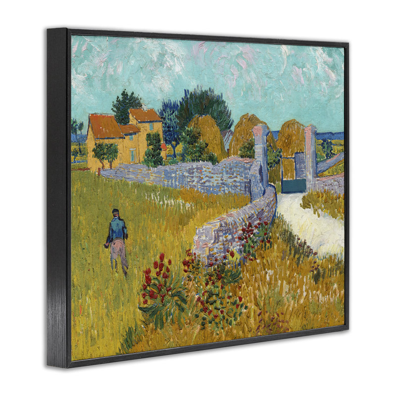 Maison de campagne en Provence, giclée encadrée, design par Vincent Van Gogh, H 11 po x l 14 po, Giclée encadrée noir minuit