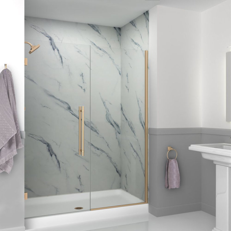Elizabeth 60" x 76" Frameless Shower Door with Clear Glass and Bronze Finish