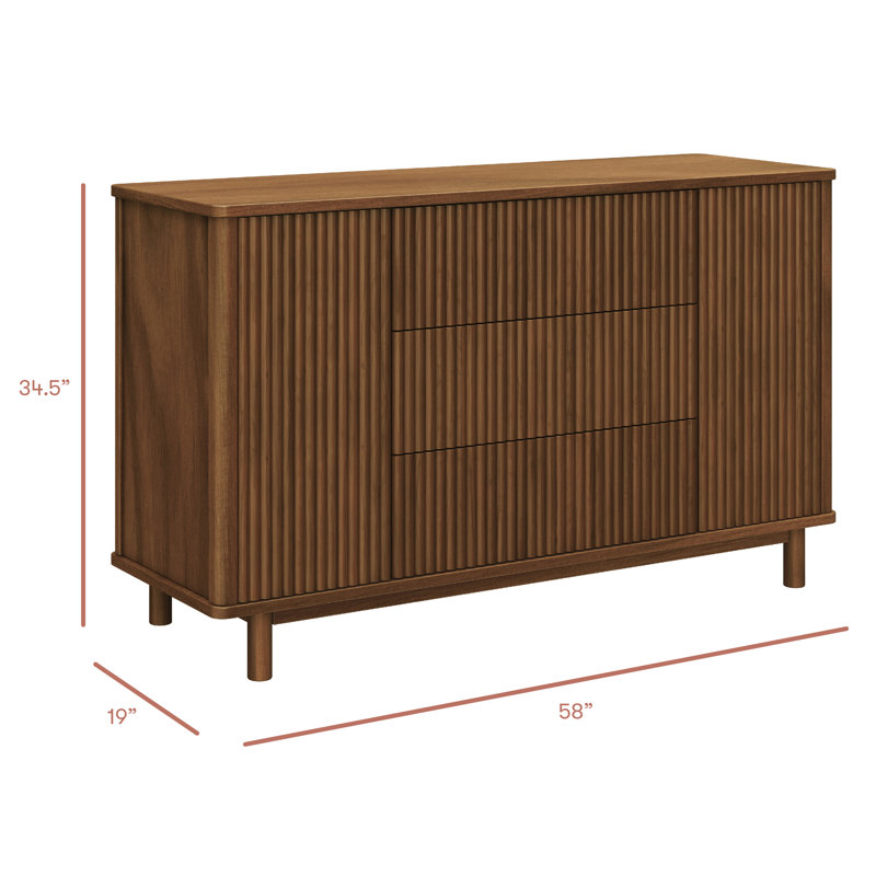 Pogo Tambour Assembled Dresser, Natural Walnut