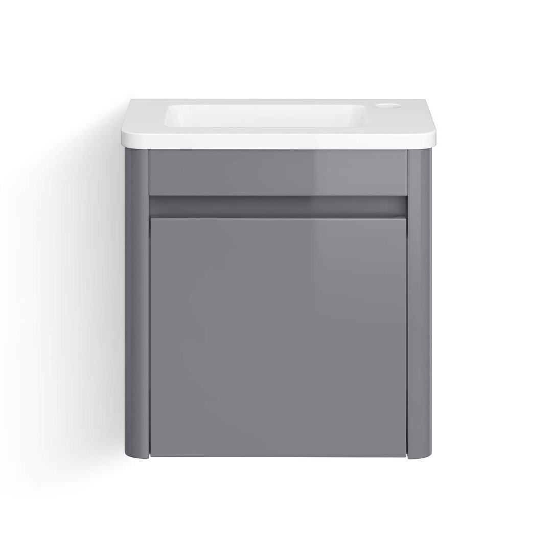 iBathUK Cloakroom Wall Hung Vanity Unit With Basin - Tap Hole