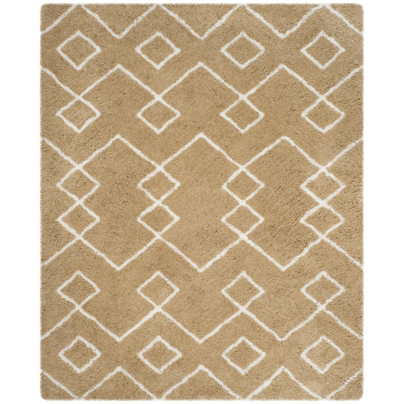 Aderita Shag Hand Tufted Performance Geometric Rug, Rectangle 8' x 10'