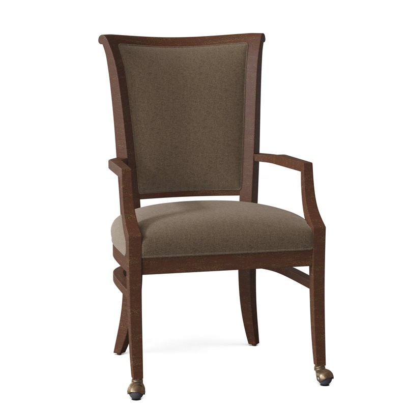 Bayfield Upholstered King Louis Back Arm Chair, 9953 Mink, Walnut