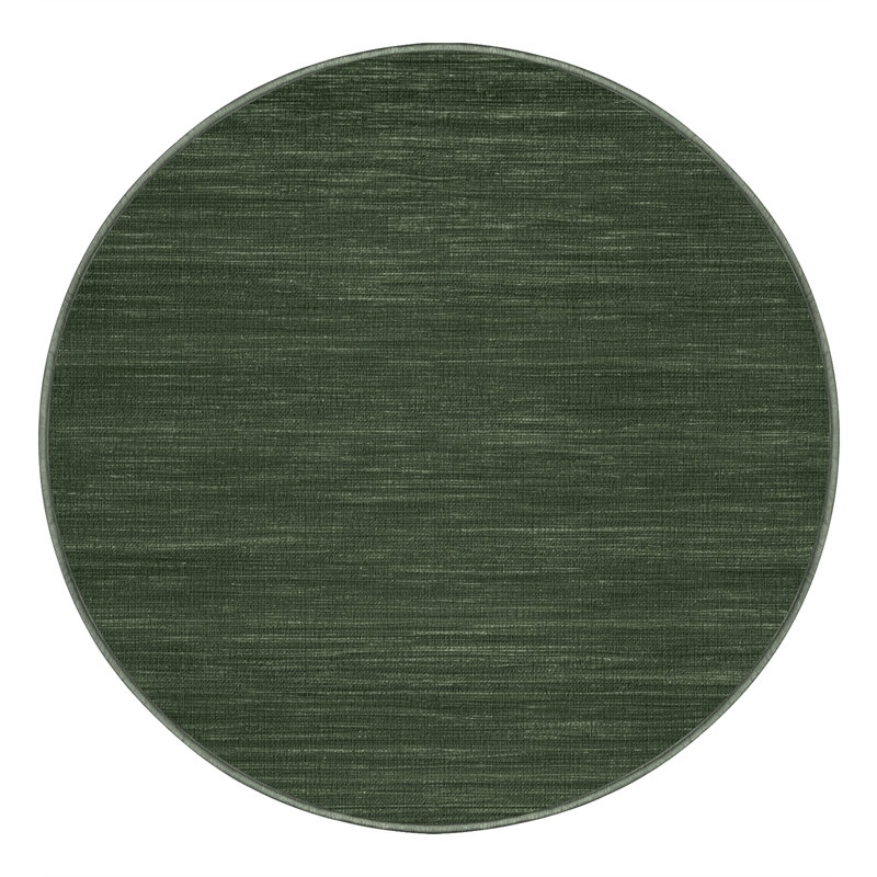 Machine Washable Solid Green Area Rug, Round 7'