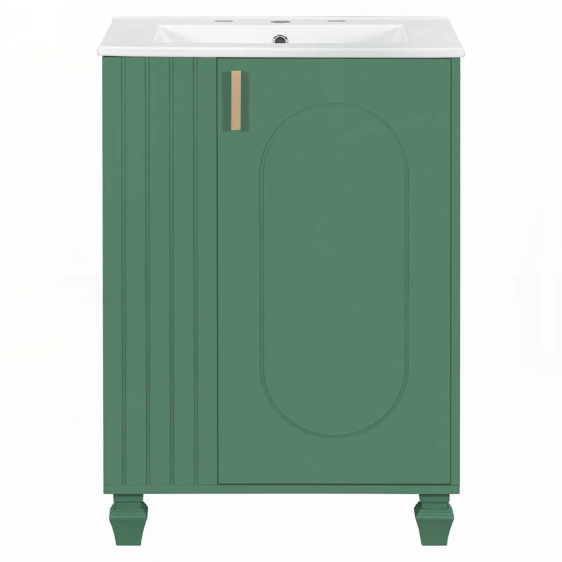 Meuble-lavabo 24 po avec lavabo en céramique, Vert