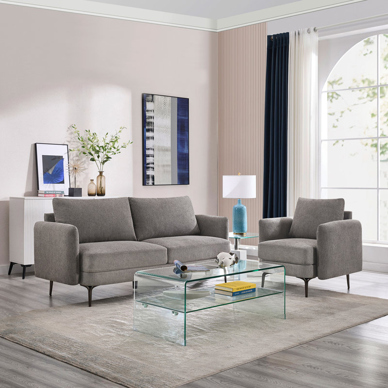 Sofia 1+3 Seater Fabric Sofa Set, Mocha