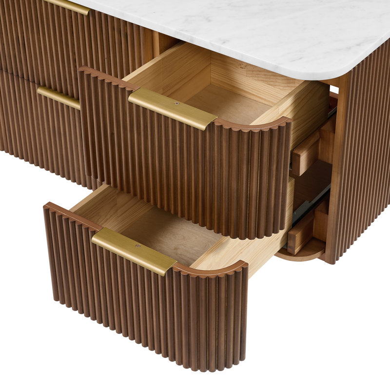 Kensington Floating Vanity 48" Single Vanity, Brown Reeded Birch