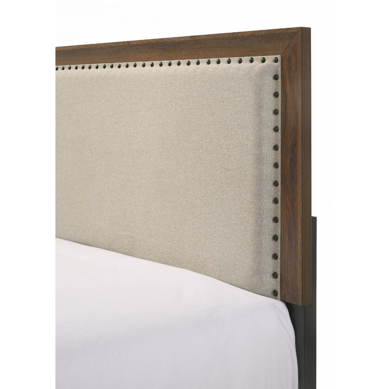 Lit plateforme en tissu, Double, Brun