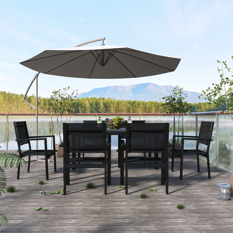 Ensemble de table et de chaises d'extérieur en acier de haute qualité, adapté au patio, au balcon, à la cour arrière, noir