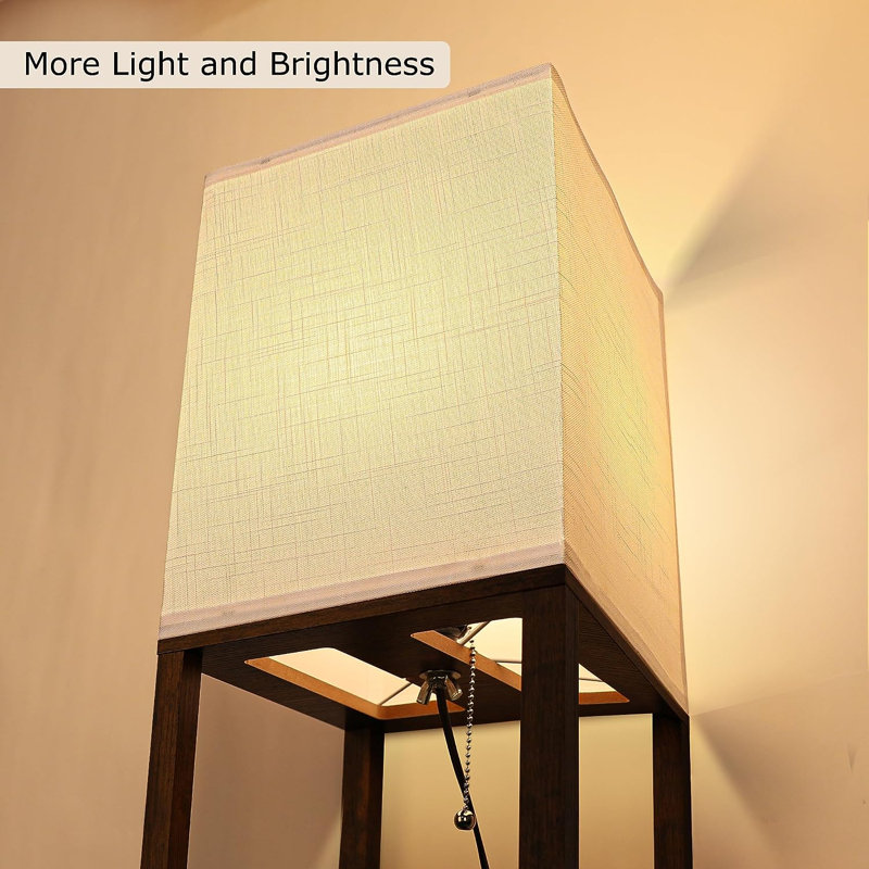 Fredy 64'' Gray Column Floor Lamp, Dark Brown