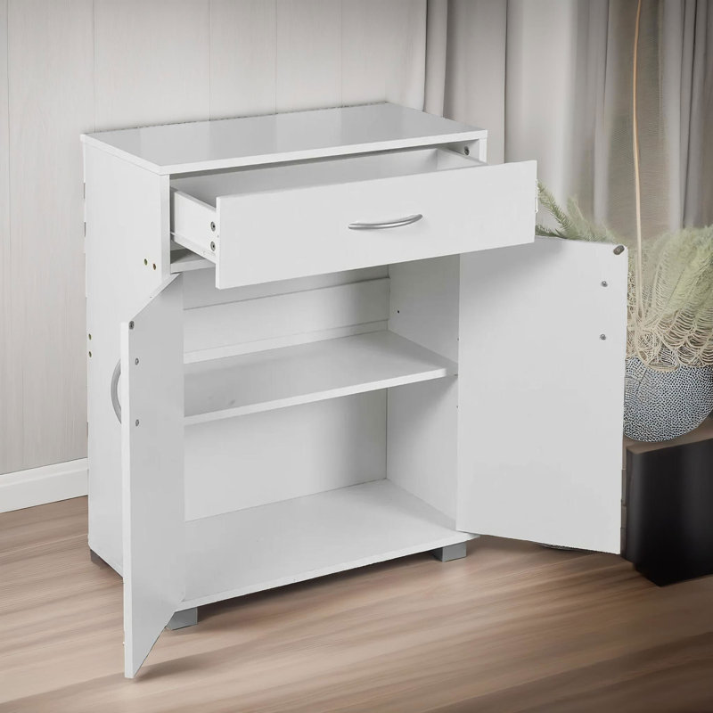 Wooden Storage Cabinet Organiser With Drawer Oak, White