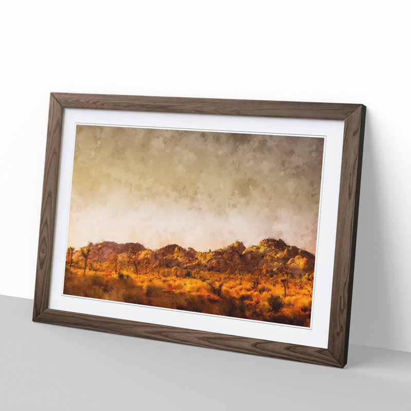 Joshua Trees - Picture Frame Painting, 27cm H x 36cm W x 2cm D, Walnut Framed