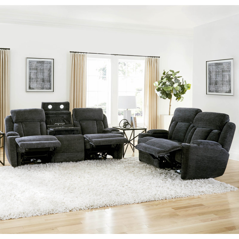 Ensemble de salon 3 pièces Pul, Gris anthracite Lucky, 2 Pieces: Sofa, Loveseat