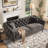 82 Inch Chesterfield Loveseat Sofa,tuxedo Arms Modern Couch Velvet Fabric-1144231722