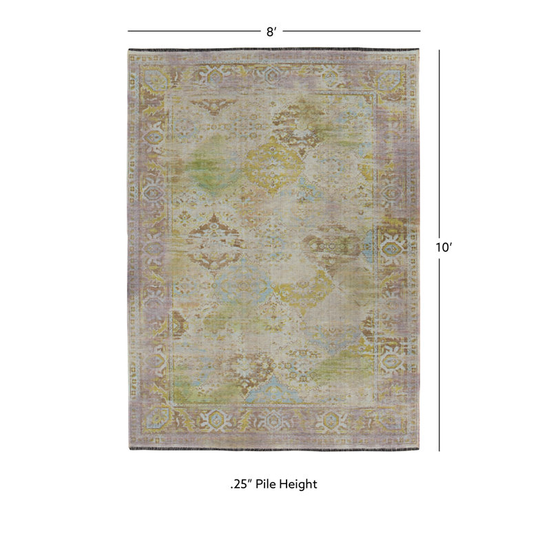 Laurel Connie-Leigh Lilac And Green Runner Rug, Rectangle 8' x 10'