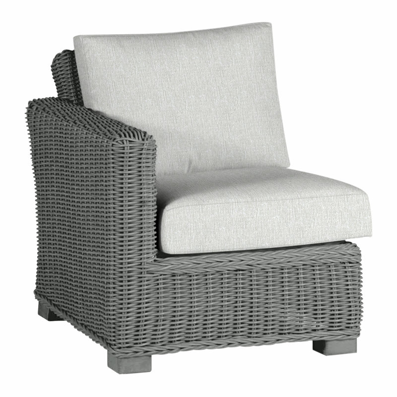 Canapé modulaire d'extérieur en résine tressée rustique N-Dura, Gris ardoise, Pas de soudure, Perle Bali