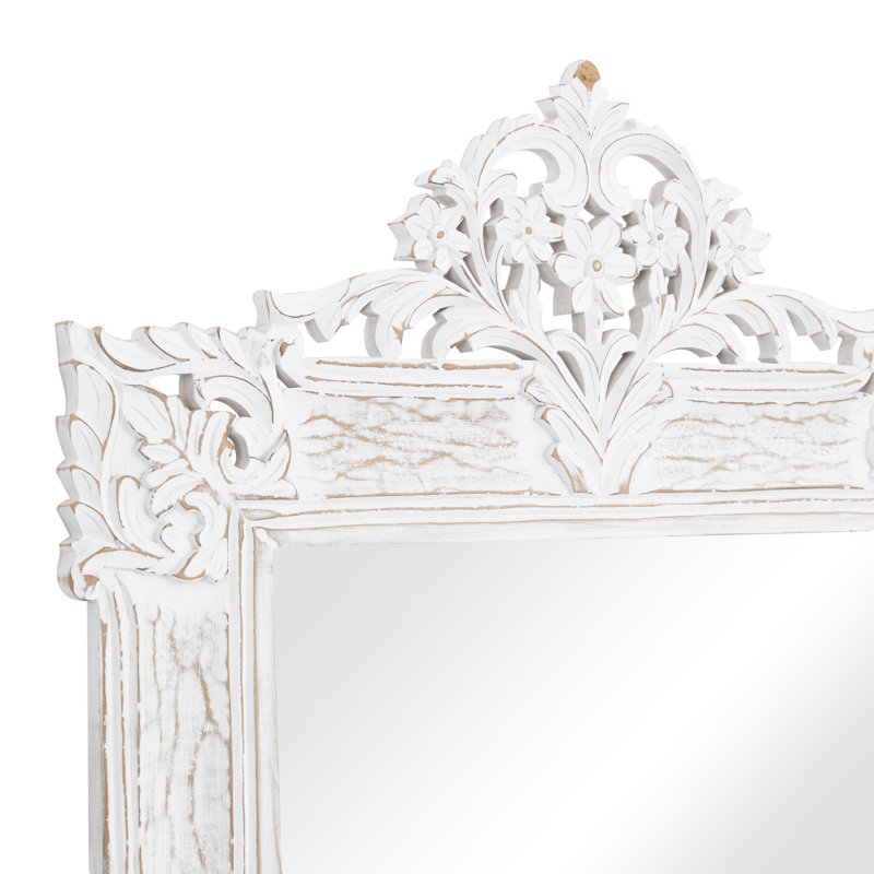 Miroir mural en bois blanc Acanthus
