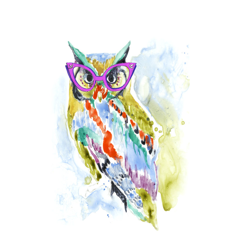 Smarty-Pants Owl by Jennifer Goldberger - Painting Print, Wrapped Canvas, 30cm H x 20cm W