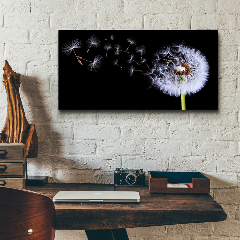 'Dandelion Flying,' Acrylic Glass Wall Art, 12" H x 24" W x 0.2" D