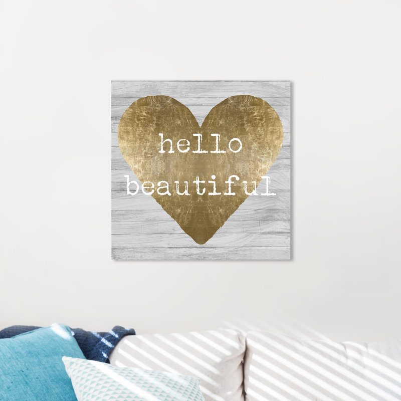 «Hello Beautiful», reproduction d'art textuel sur toile tendue, H 20 po x l 20 po x P 0,8 po